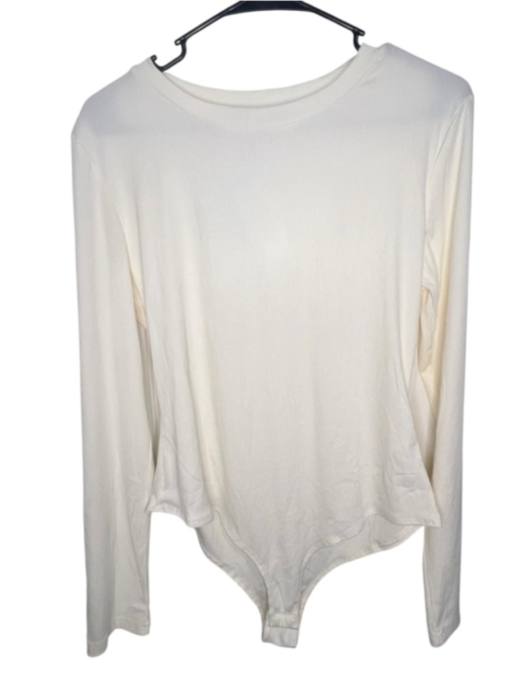 NWT Cider Cream Long Sleeve Ribbed Stretchy Bodysuit With Under Snaps